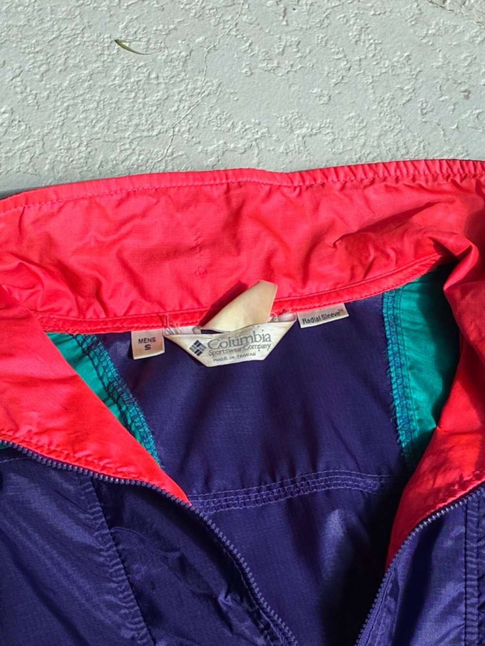 Columbia Sportswear VINTAGE 90's Neon Ripstop Pullover Windbreaker Men's Small - Picture 3 of 11